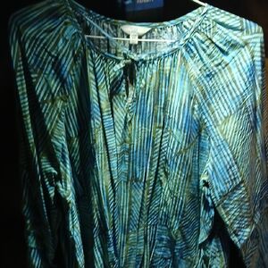 Stylish Striped Blouse in Blue and Green